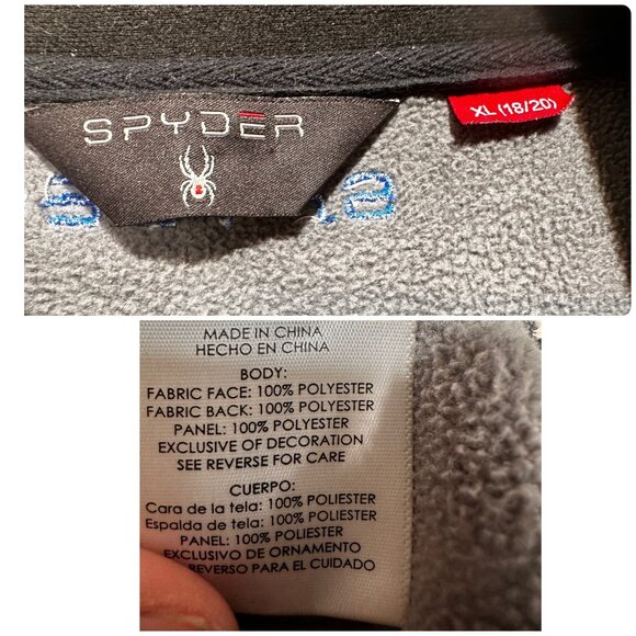 Spyder Raider Polar Tech Jacket Junior Mens XL 18-29 Gray Knit Thermal Outdoors - Picture 3 of 15